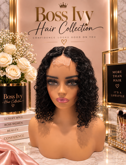 Ivy Goddess- 14' 2x6 Lace Waterwave Bob Wig (Human Hair)